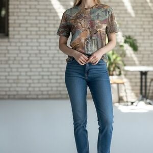 Chico's Multicolor Abstract Short Sleeve Tee